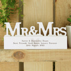 Personalised Free Text Heart Wooden Mr & Mrs Ornament | Inspired Creative Gifts | UK Supplier