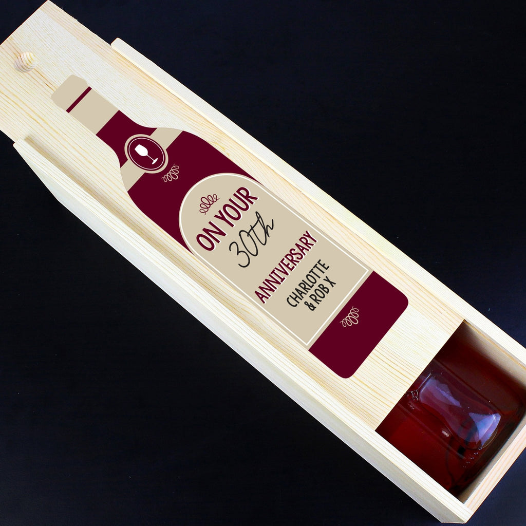 Personalised Free Text Red Wooden Wine Bottle Box | Inspired Creative Gifts | UK Supplier