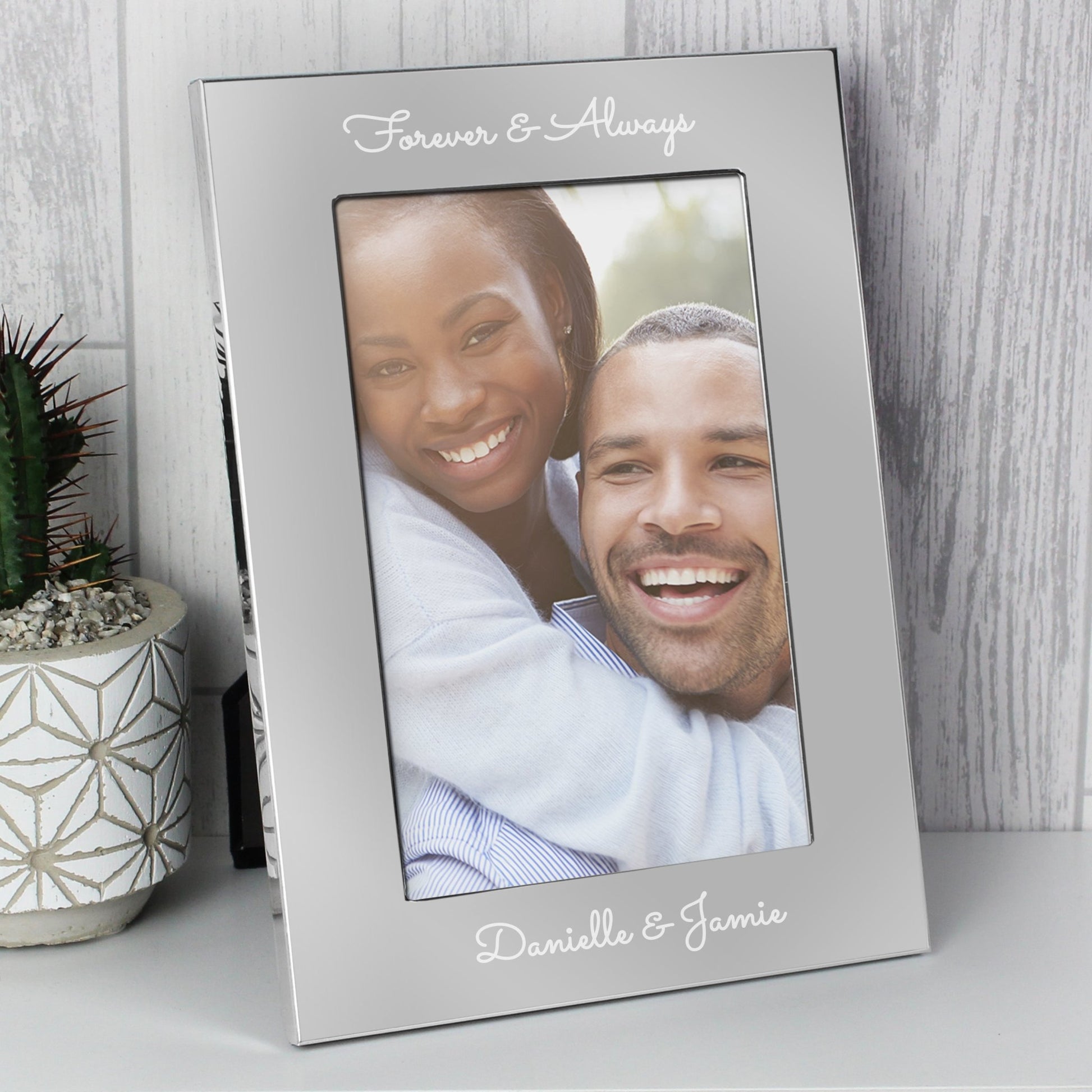 Personalised Free Text Script 7 x 5 Silver Photo Frame | Inspired Creative Gifts | UK Supplier