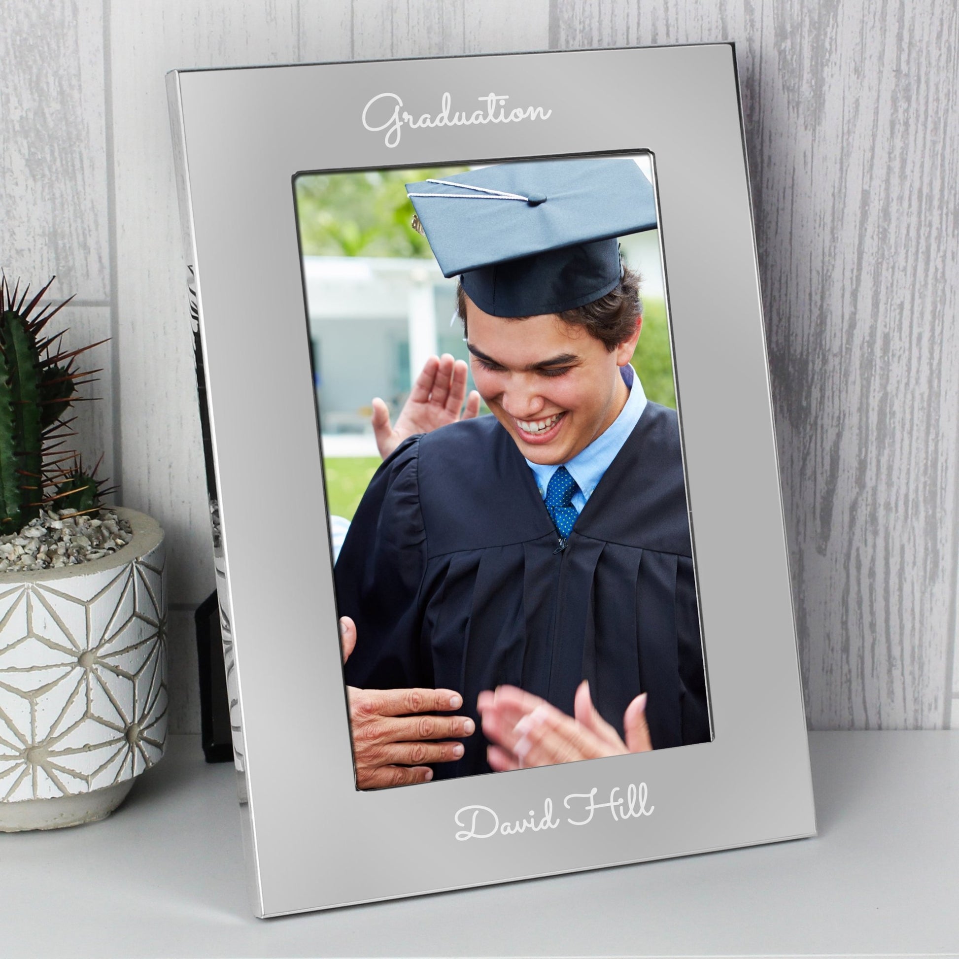 Personalised Free Text Script 7 x 5 Silver Photo Frame | Inspired Creative Gifts | UK Supplier