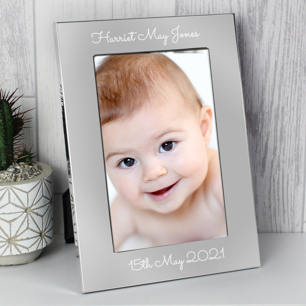 Personalised Free Text Script 7 x 5 Silver Photo Frame | Inspired Creative Gifts | UK Supplier