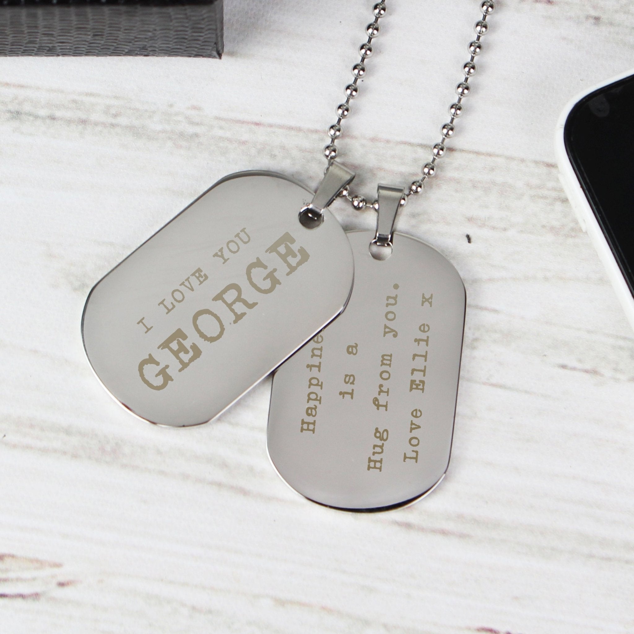 Personalised Free Text Steel Double Dog Tag Necklace | Inspired Creative Gifts | UK Supplier