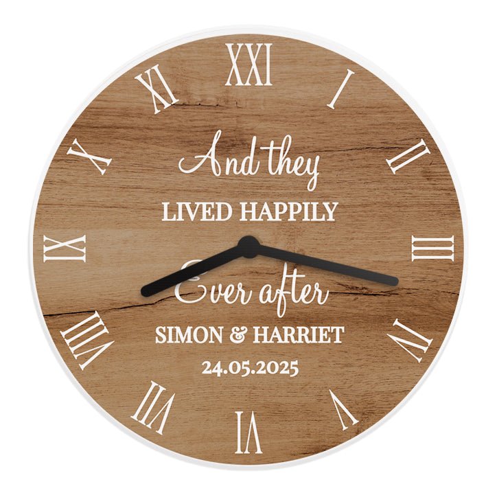Personalised Free Text Wood Effect Clock | Inspired Creative Gifts | UK Supplier