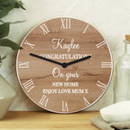 Personalised Free Text Wood Effect Clock | Inspired Creative Gifts | UK Supplier