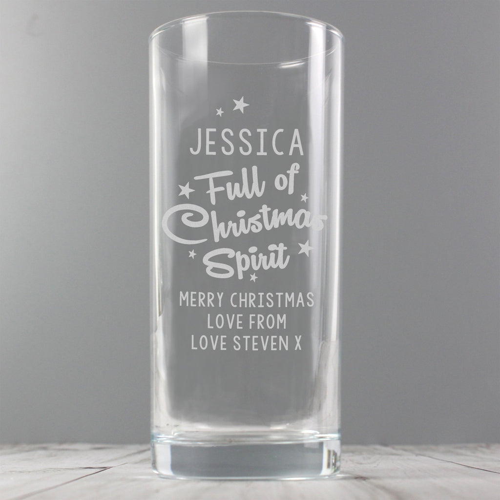 Personalised Full Of Christmas Spirit Hi Ball Glass | Inspired Creative Gifts | UK Supplier