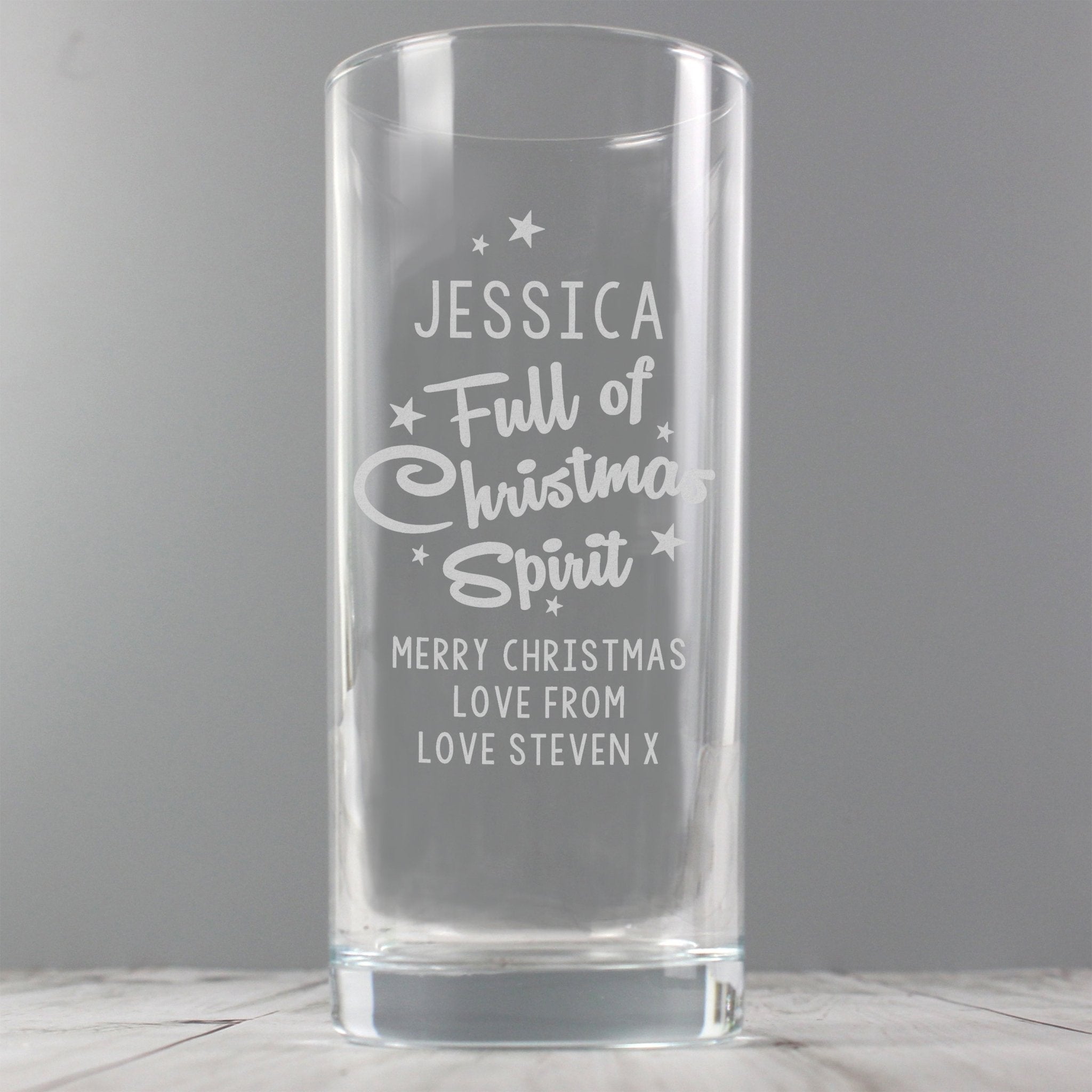 Personalised Full Of Christmas Spirit Hi Ball Glass | Inspired Creative Gifts | UK Supplier