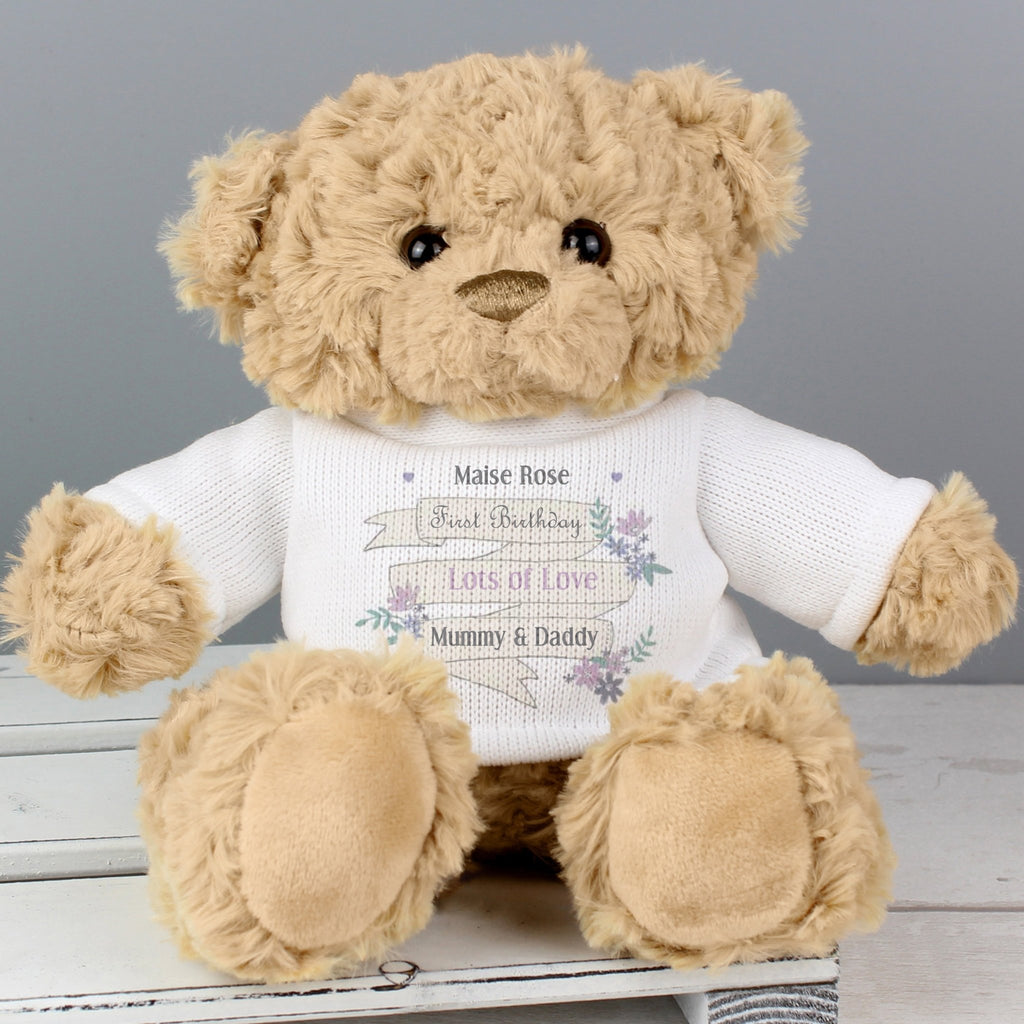 Personalised Garden Bloom Message Teddy Bear | Inspired Creative Gifts | UK Supplier