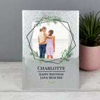Personalised Geo Leaves 4x4 Glitter Glass Photo Frame | Inspired Creative Gifts | UK Supplier