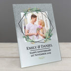 Personalised Geo Leaves 4x4 Glitter Glass Photo Frame | Inspired Creative Gifts | UK Supplier