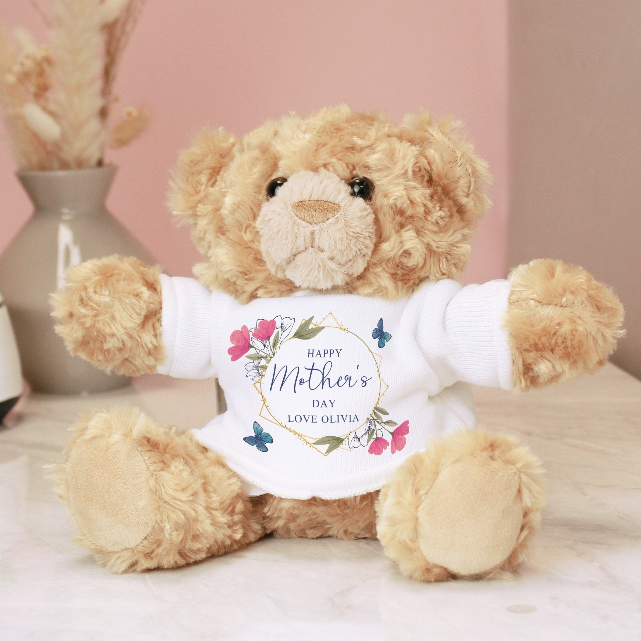 Personalised Geometric Floral Teddy Bear | Inspired Creative Gifts | UK Supplier