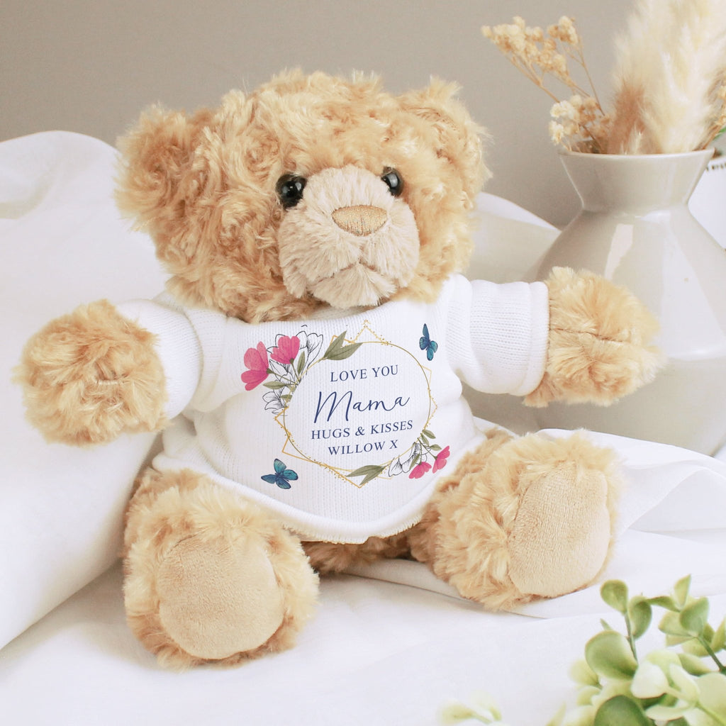 Personalised Geometric Floral Teddy Bear | Inspired Creative Gifts | UK Supplier