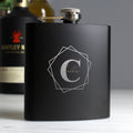 Personalised Geometric Initial Black Hip Flask | Inspired Creative Gifts | UK Supplier