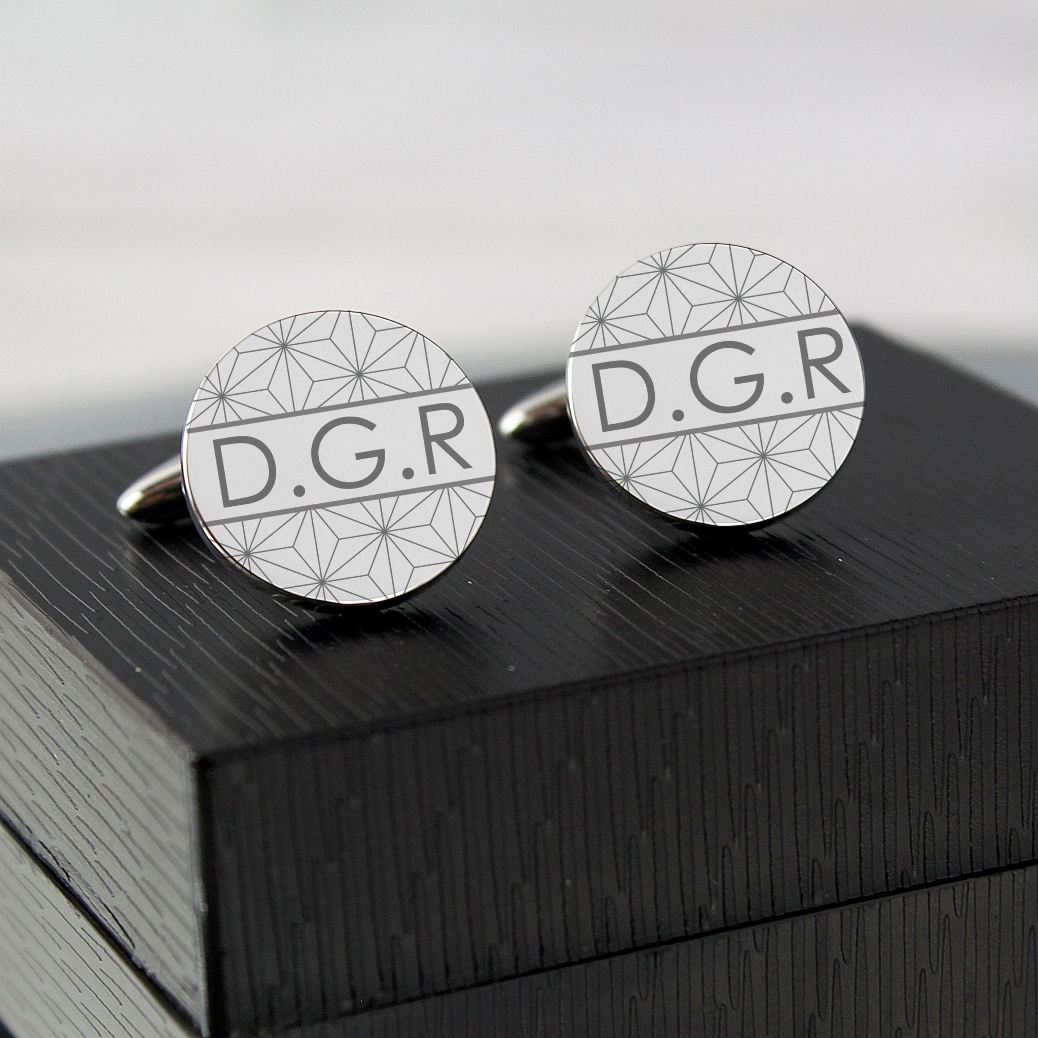 Personalised Geometric Round Cufflinks | Inspired Creative Gifts | UK Supplier
