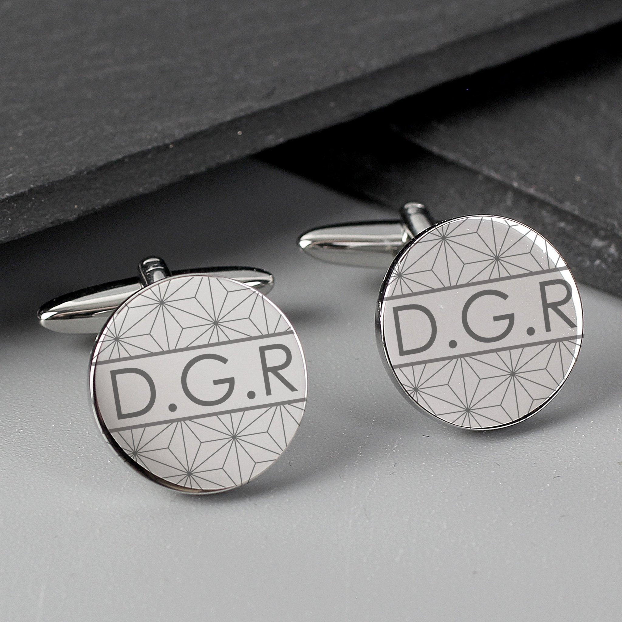 Personalised Geometric Round Cufflinks | Inspired Creative Gifts | UK Supplier