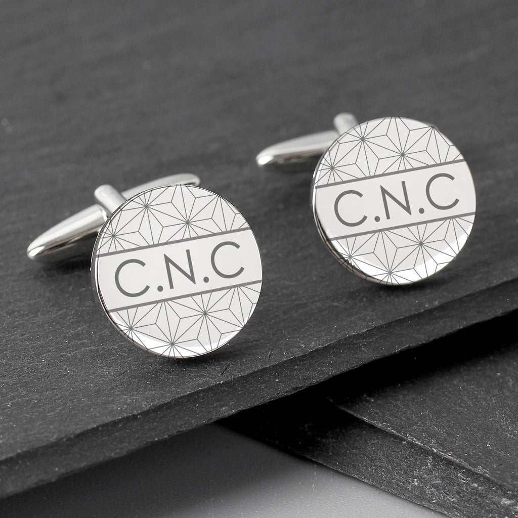Personalised Geometric Round Cufflinks | Inspired Creative Gifts | UK Supplier