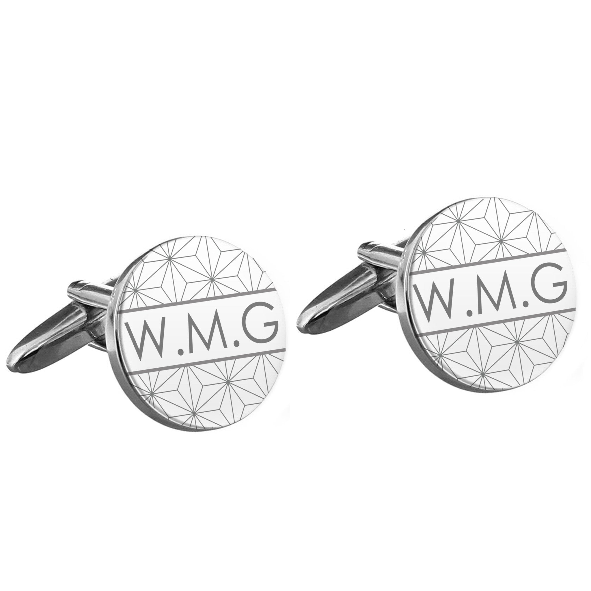 Personalised Geometric Round Cufflinks | Inspired Creative Gifts | UK Supplier