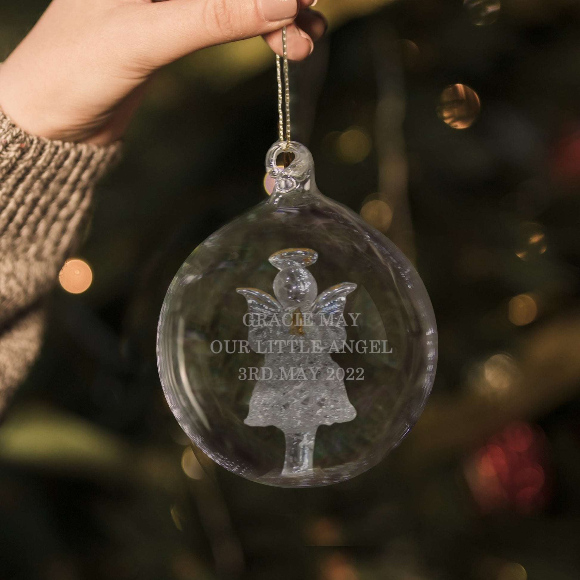Personalised Glass Christmas Angel Bauble | Inspired Creative Gifts