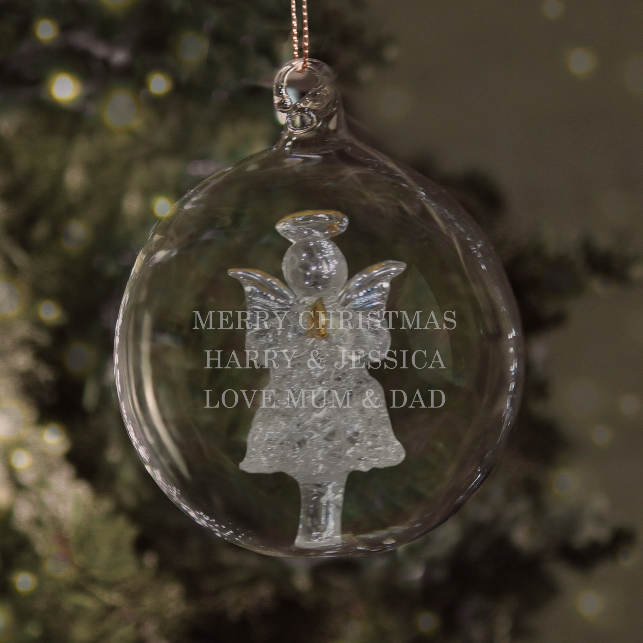Personalised Glass Christmas Angel Bauble | Inspired Creative Gifts | UK Supplier