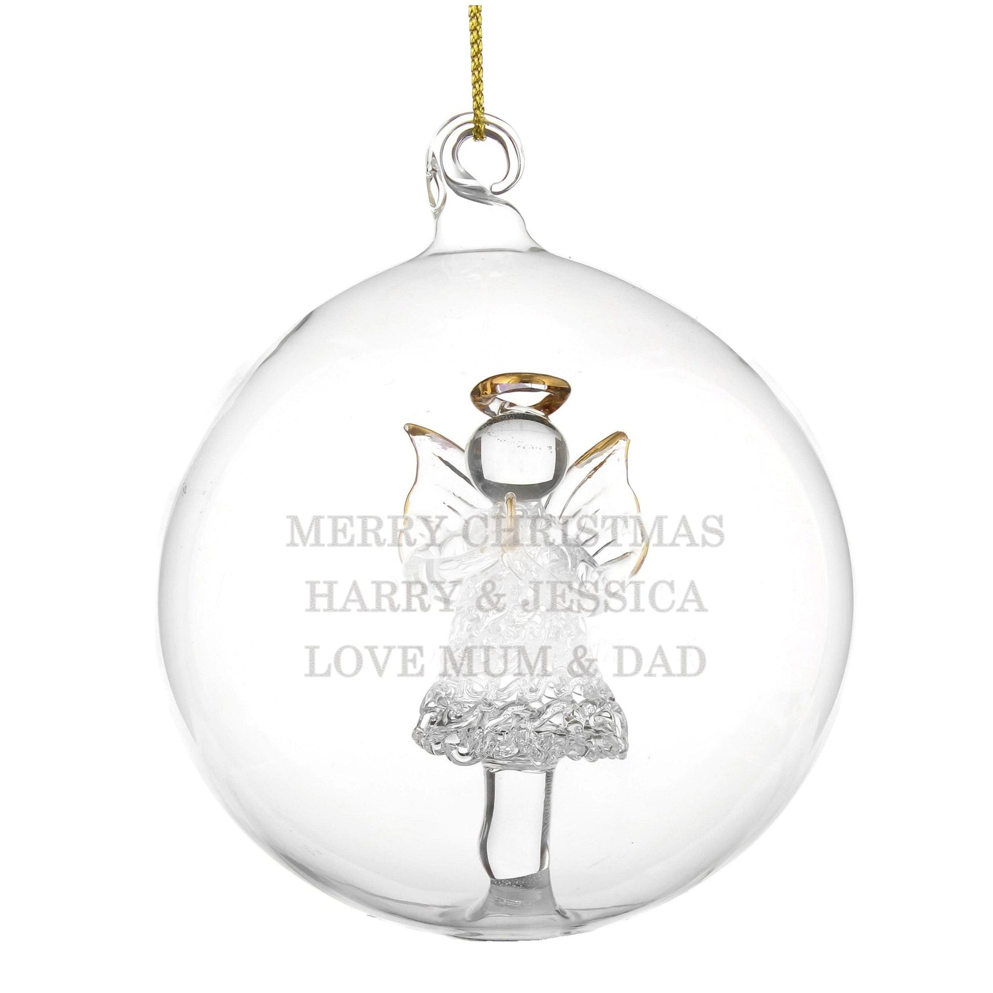 Personalised Glass Christmas Angel Bauble | Inspired Creative Gifts