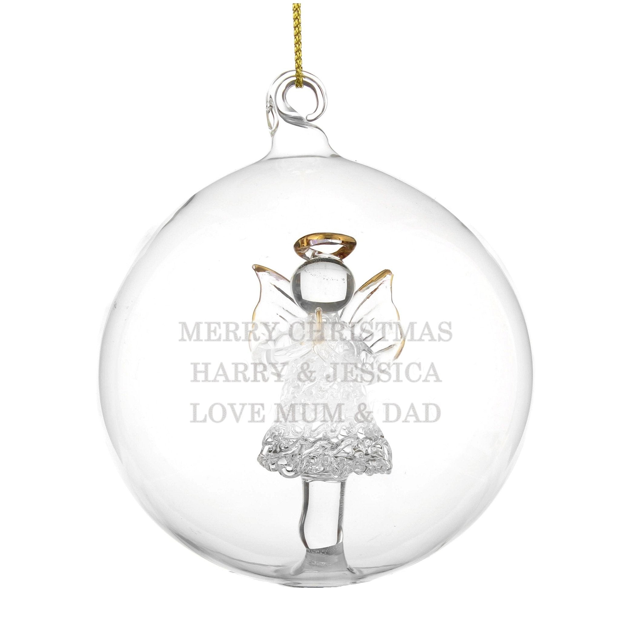 Personalised Glass Christmas Angel Bauble | Inspired Creative Gifts | UK Supplier