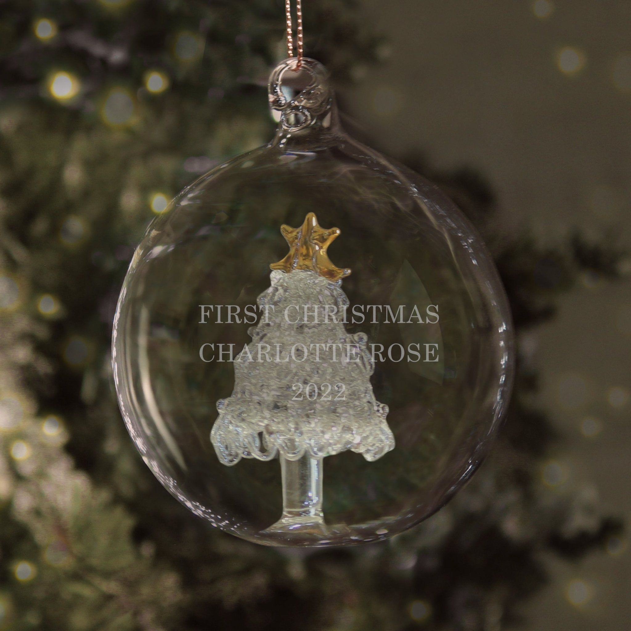 Personalised Glass Christmas Tree Bauble | Inspired Creative Gifts | UK Supplier