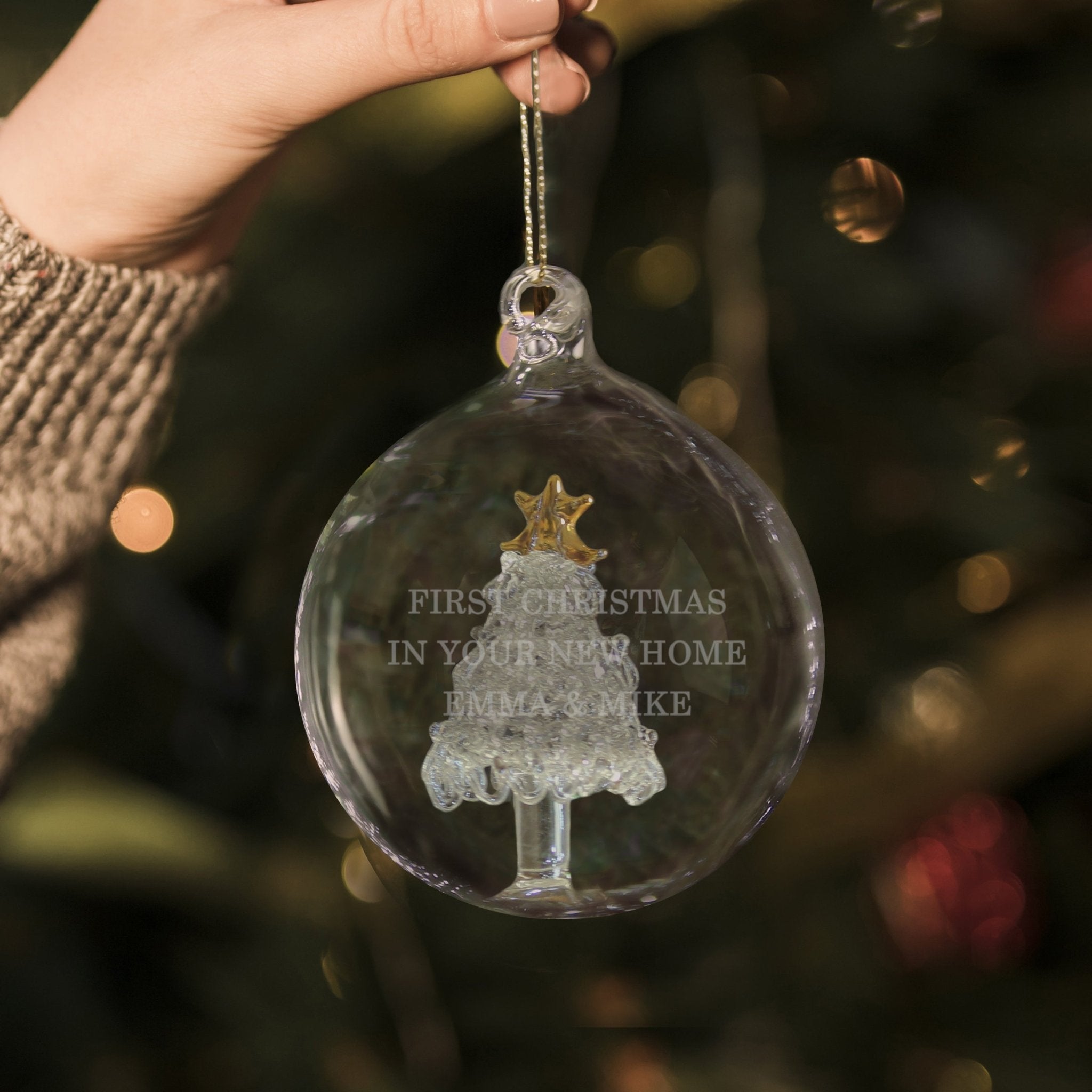 Personalised Glass Christmas Tree Bauble | Inspired Creative Gifts | UK Supplier