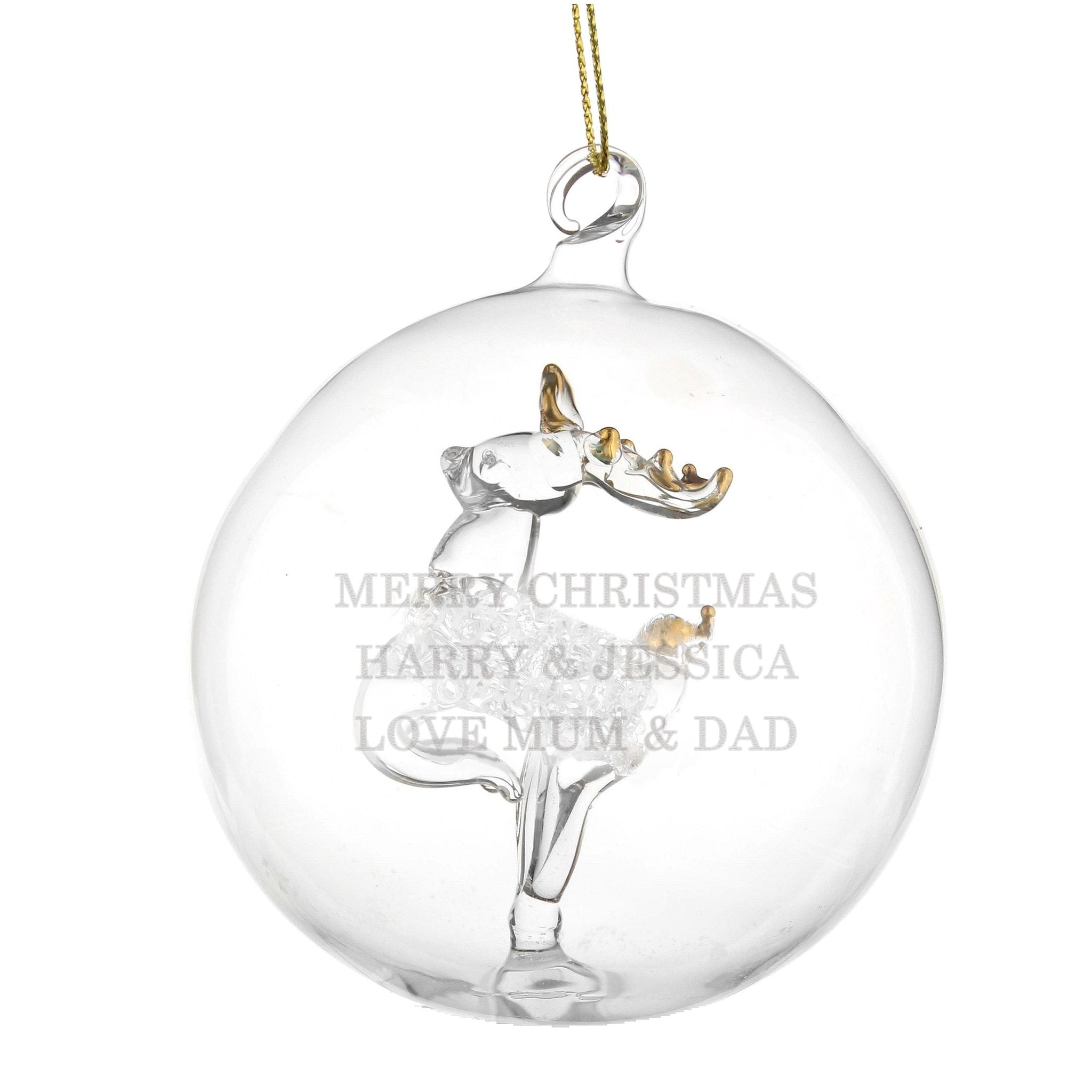 Personalised Glass Reindeer Bauble | Inspired Creative Gifts | UK Supplier