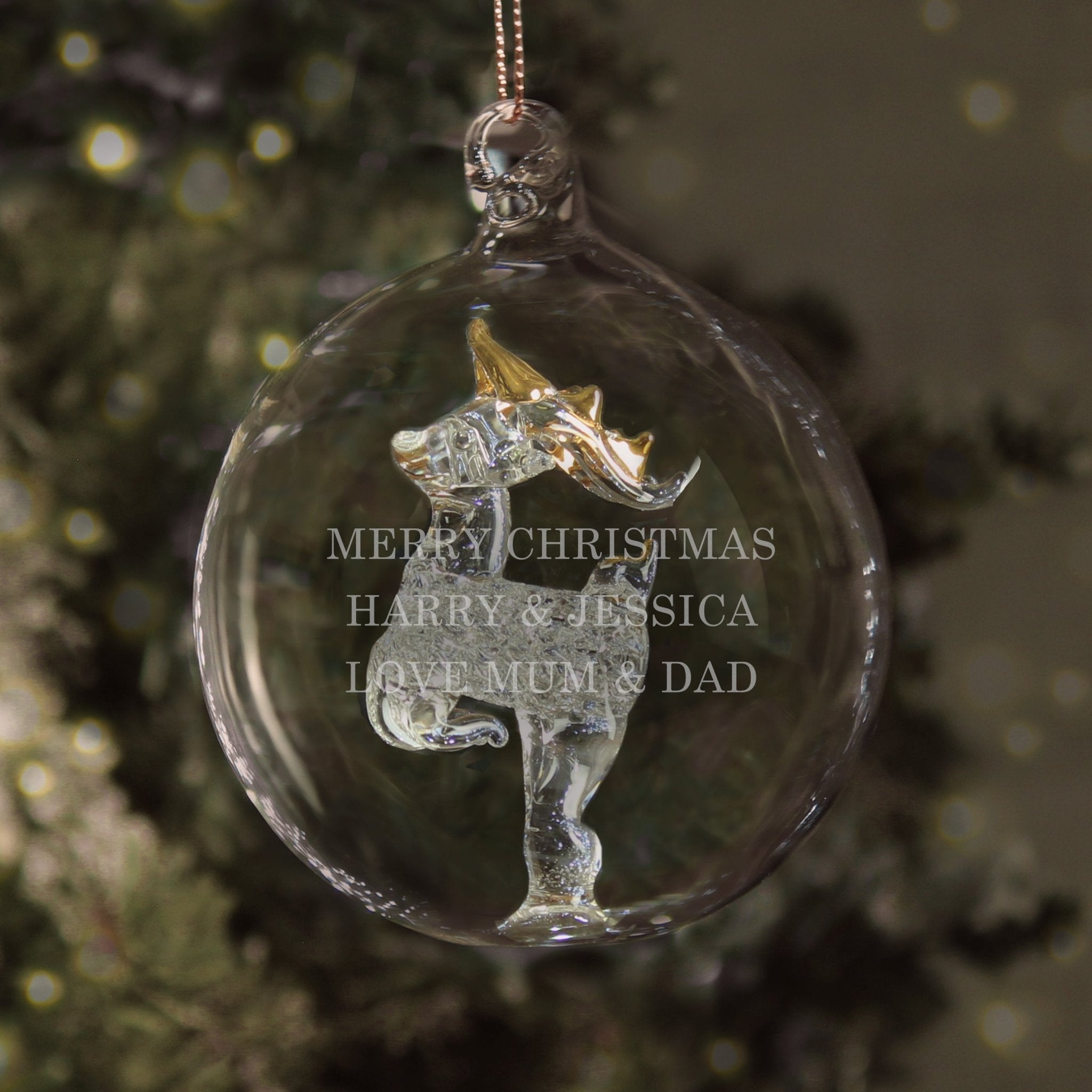 Personalised Glass Reindeer Bauble | Inspired Creative Gifts | UK Supplier