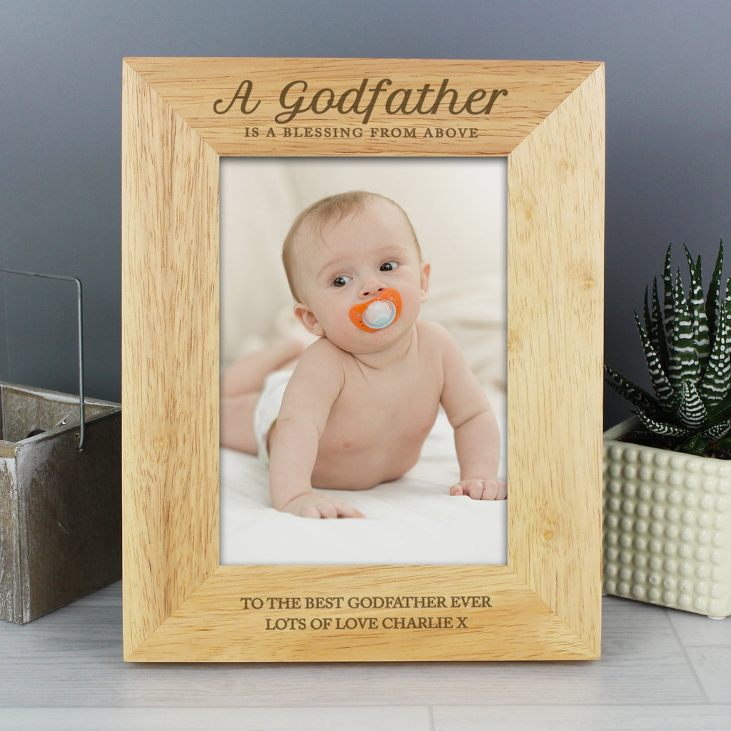 Personalised Godfather 5x7 Oak Finish Photo Frame | Inspired Creative Gifts | UK Supplier