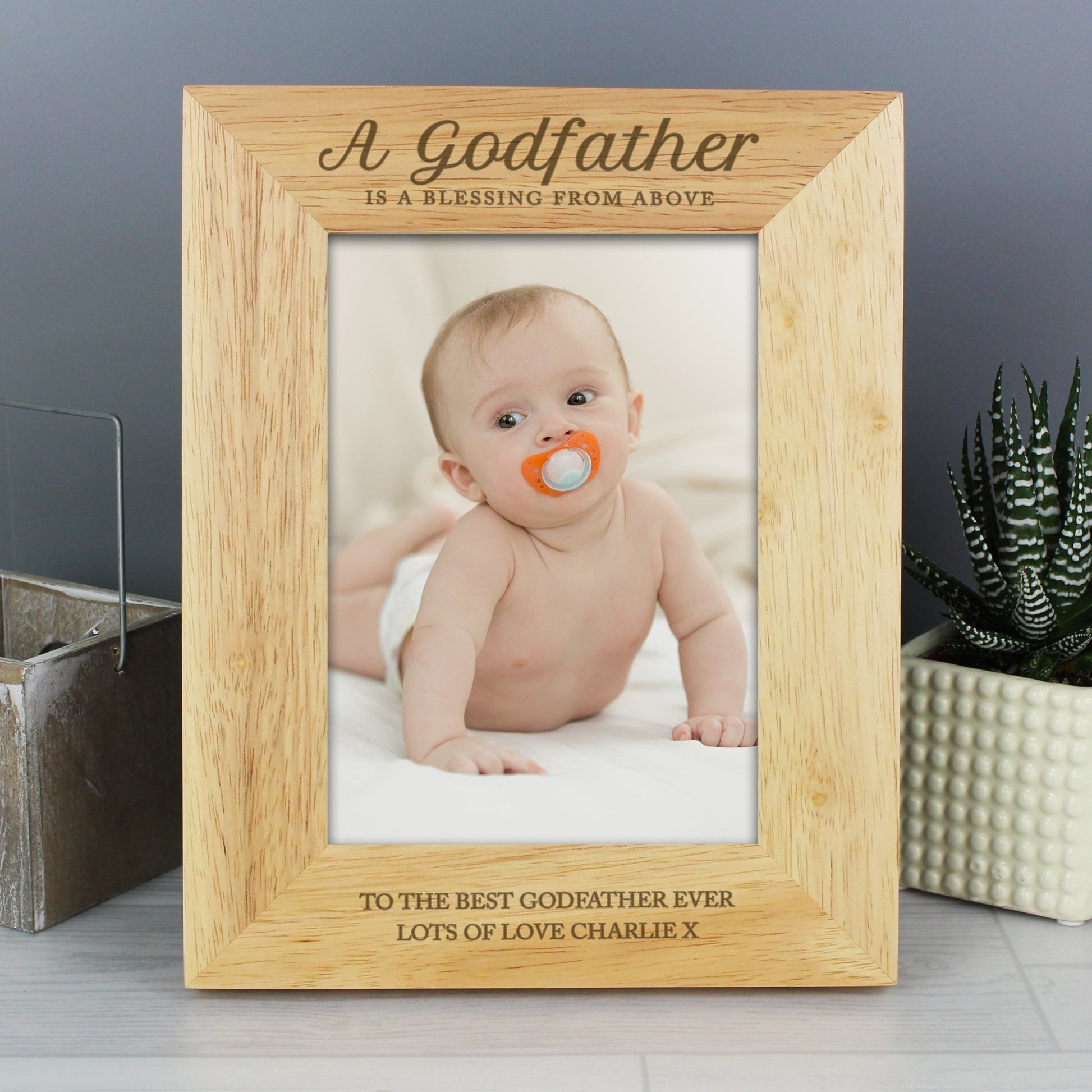 Personalised Godfather 5x7 Oak Finish Photo Frame | Inspired Creative Gifts | UK Supplier