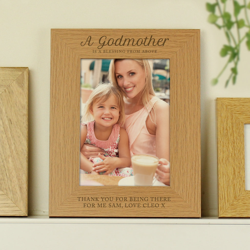 Personalised Godmother 5x7 Oak Finish Photo Frame | Inspired Creative Gifts | UK Supplier