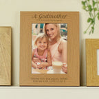 Personalised Godmother 5x7 Oak Finish Photo Frame | Inspired Creative Gifts | UK Supplier