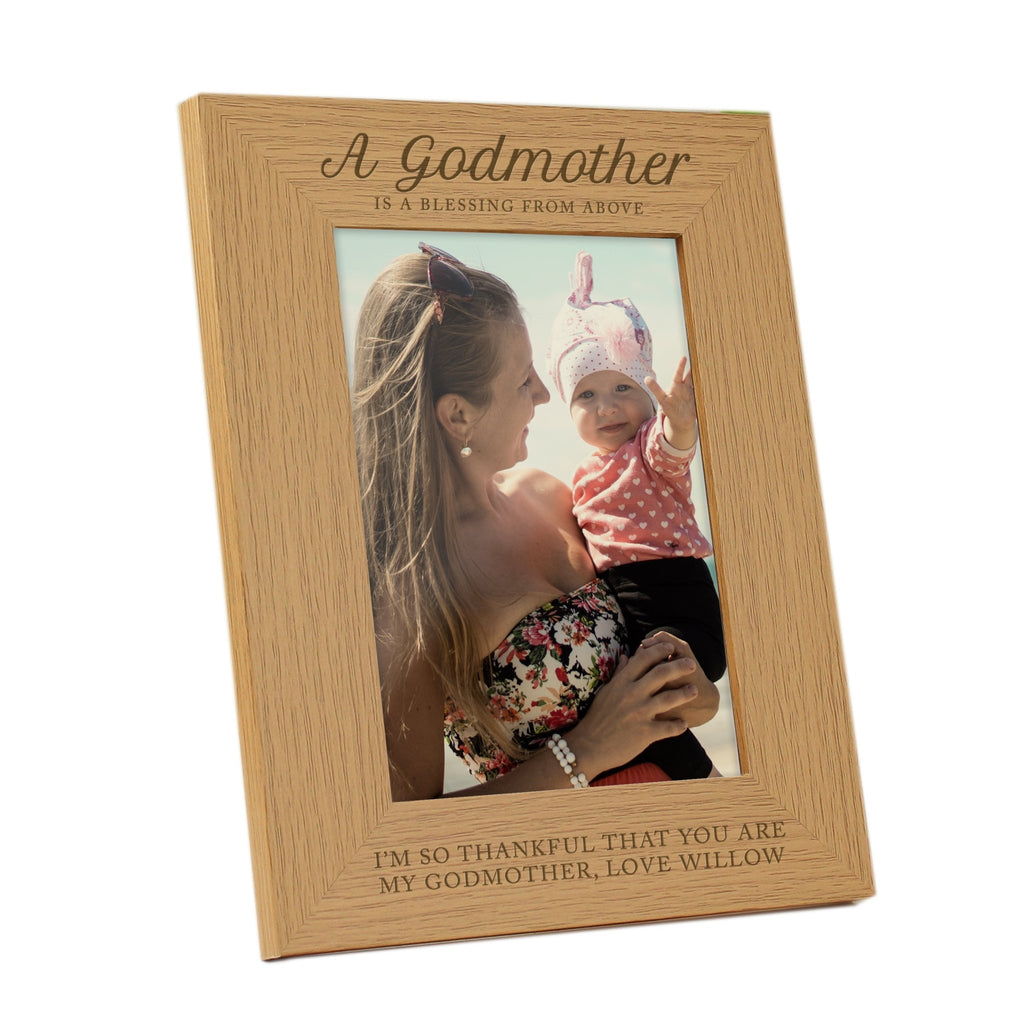 Personalised Godmother 5x7 Oak Finish Photo Frame | Inspired Creative Gifts | UK Supplier