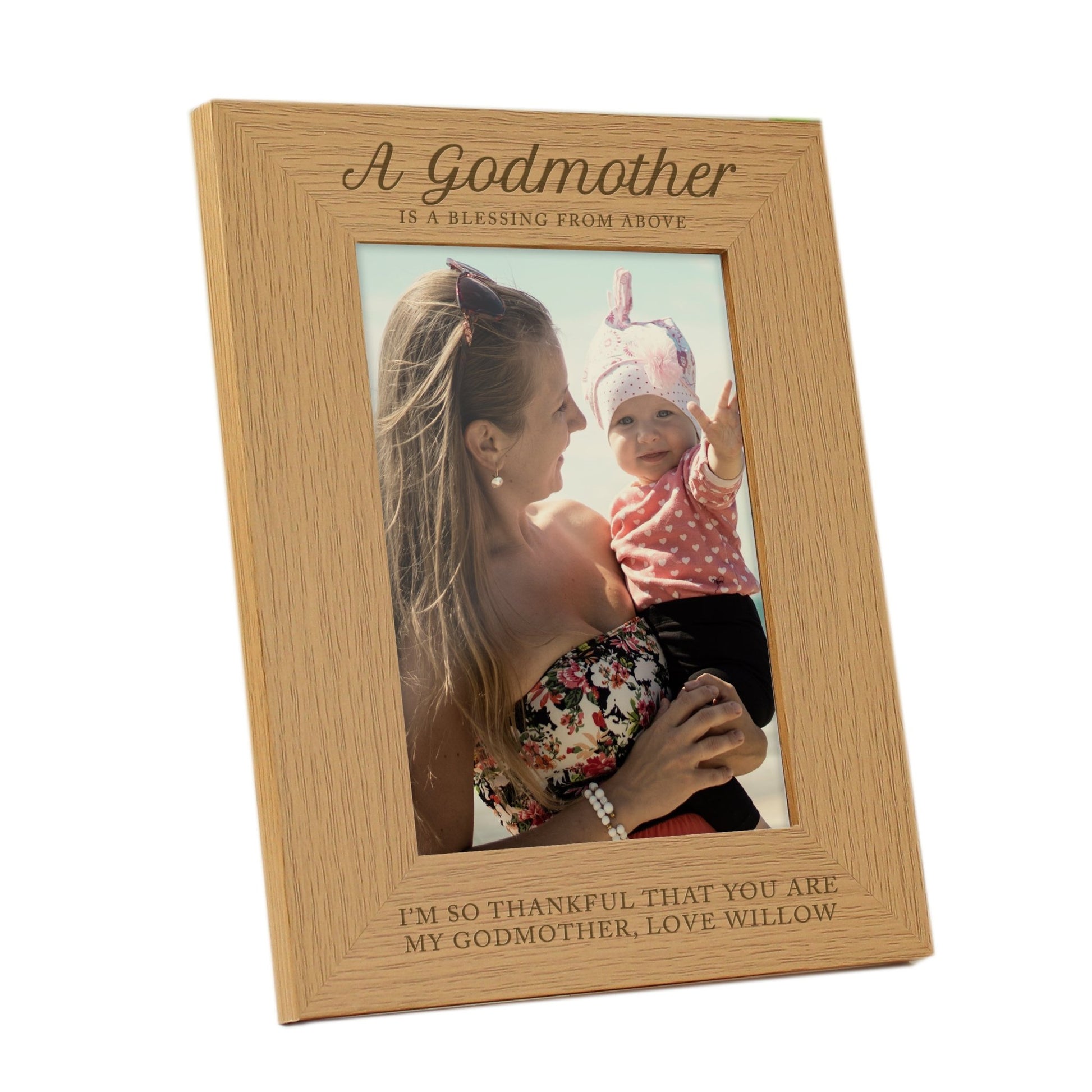 Personalised Godmother 5x7 Oak Finish Photo Frame | Inspired Creative Gifts | UK Supplier