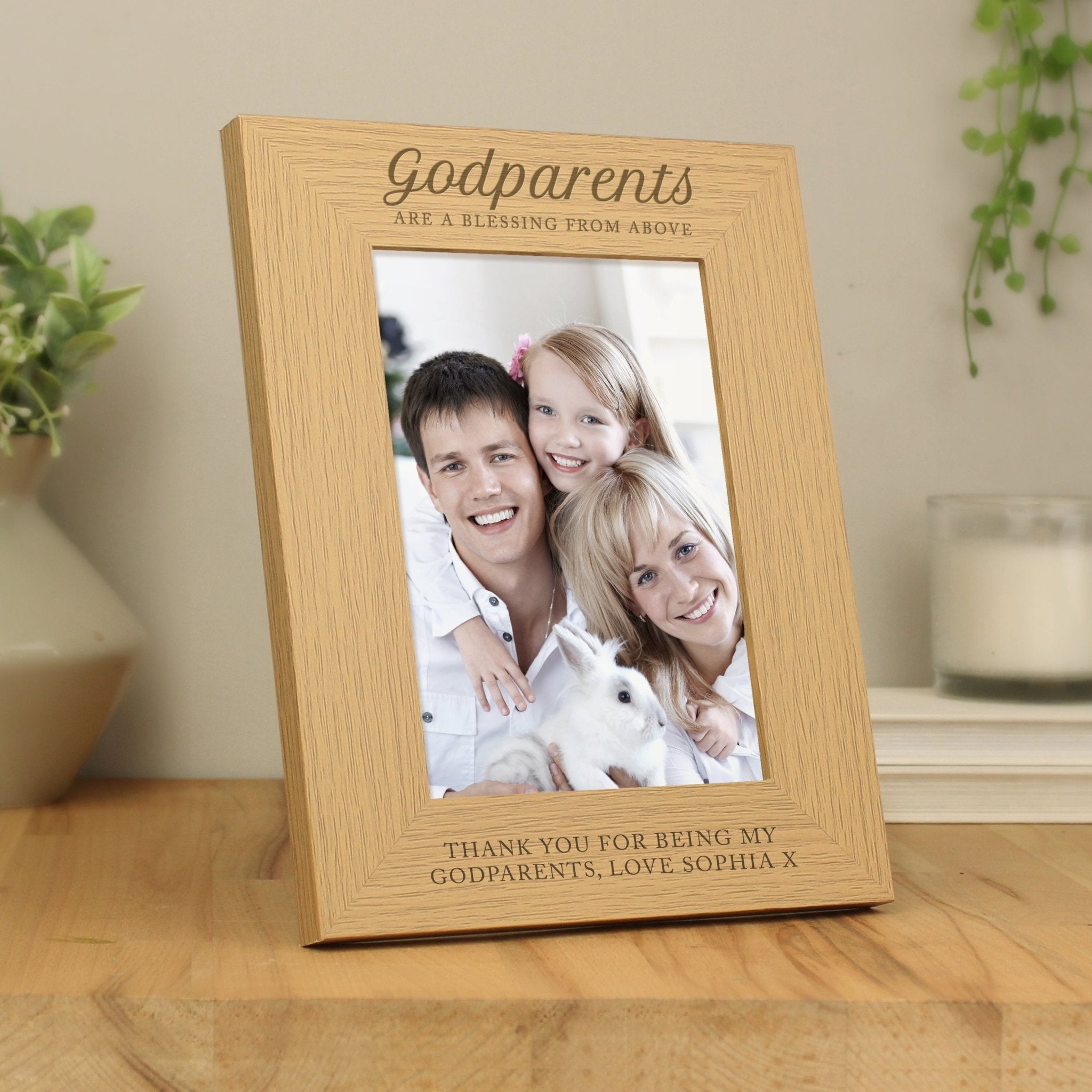 Personalised Godparents 5x7 Oak Finish Photo Frame | Inspired Creative Gifts | UK Supplier