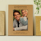 Personalised Godparents 5x7 Oak Finish Photo Frame | Inspired Creative Gifts | UK Supplier