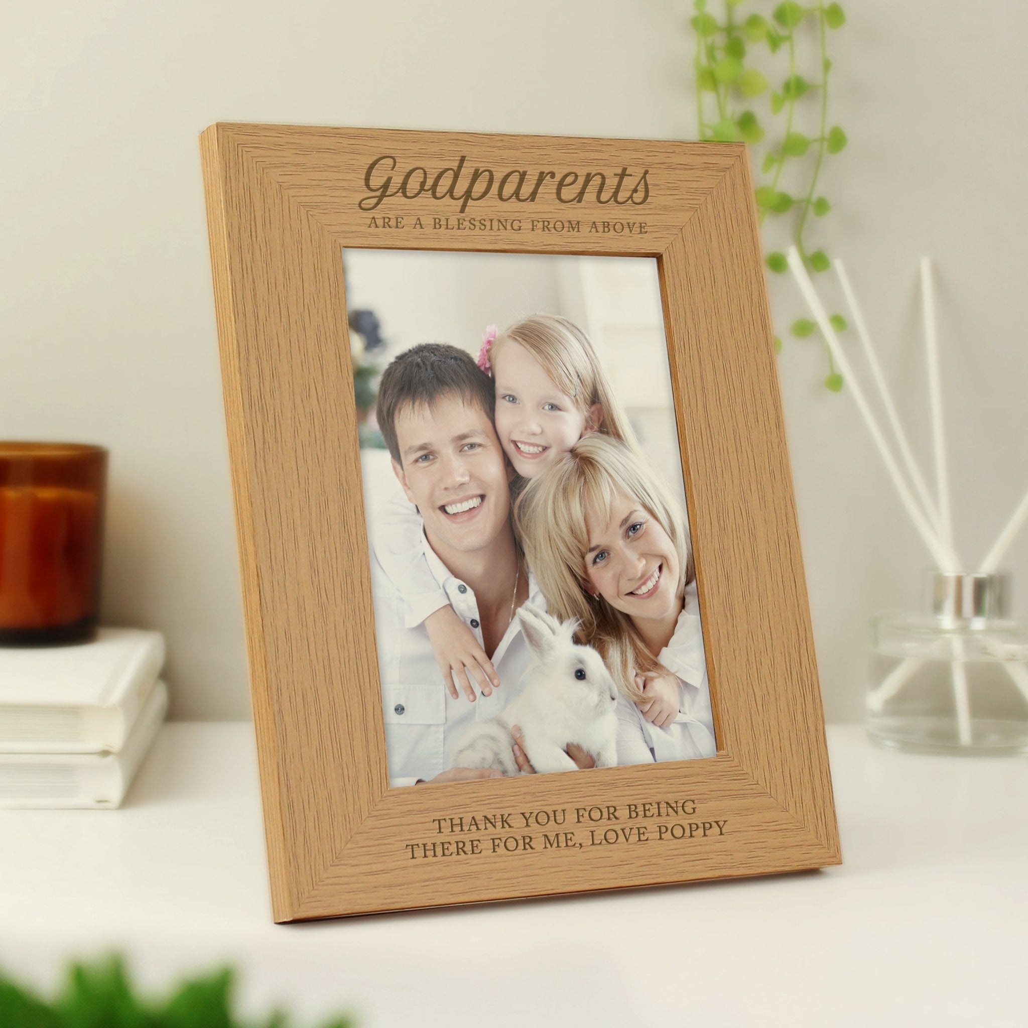Personalised Godparents 5x7 Oak Finish Photo Frame | Inspired Creative Gifts | UK Supplier