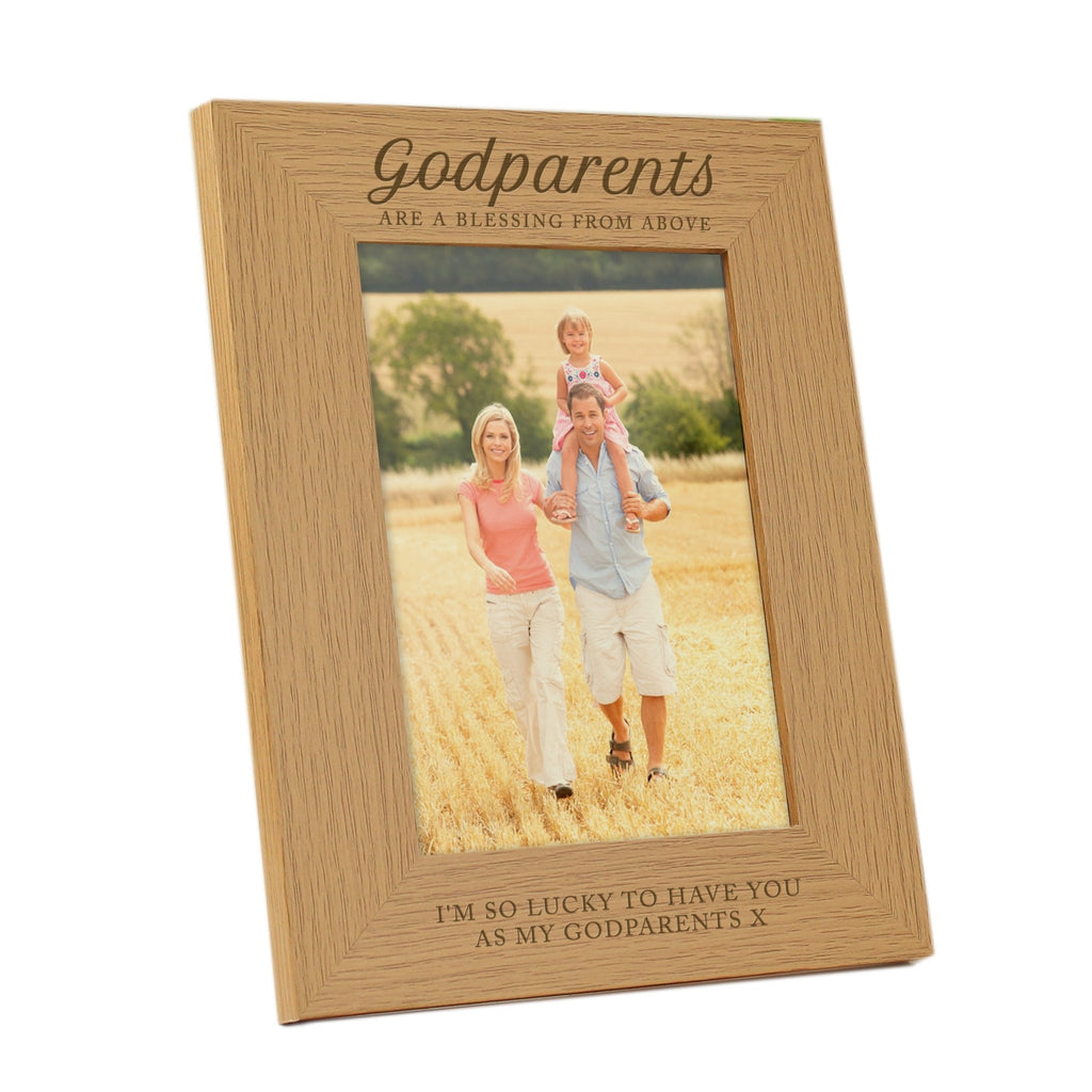 Personalised Godparents 5x7 Oak Finish Photo Frame | Inspired Creative Gifts | UK Supplier