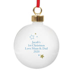 Personalised Gold & Blue Stars My 1st Christmas Bauble | Inspired Creative Gifts | UK Supplier
