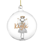 Personalised Gold Glitter Name Only Angel Glass Bauble | Inspired Creative Gifts | UK Supplier