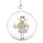Personalised Gold Glitter Name Only Angel Glass Bauble | Inspired Creative Gifts | UK Supplier