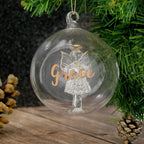 Personalised Gold Glitter Name Only Angel Glass Bauble | Inspired Creative Gifts | UK Supplier