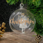 Personalised Gold Glitter Name Only Angel Glass Bauble | Inspired Creative Gifts | UK Supplier