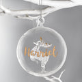 Personalised Gold Glitter Name Only Reindeer Glass Bauble | Inspired Creative Gifts | UK Supplier