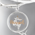 Personalised Gold Glitter Name Only Reindeer Glass Bauble | Inspired Creative Gifts | UK Supplier