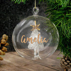 Personalised Gold Glitter Name Only Tree Glass Bauble | Inspired Creative Gifts | UK Supplier
