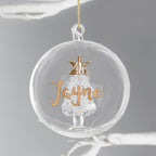 Personalised Gold Glitter Name Only Tree Glass Bauble | Inspired Creative Gifts | UK Supplier