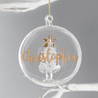 Personalised Gold Glitter Name Only Tree Glass Bauble | Inspired Creative Gifts | UK Supplier