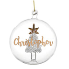 Personalised Gold Glitter Name Only Tree Glass Bauble | Inspired Creative Gifts | UK Supplier