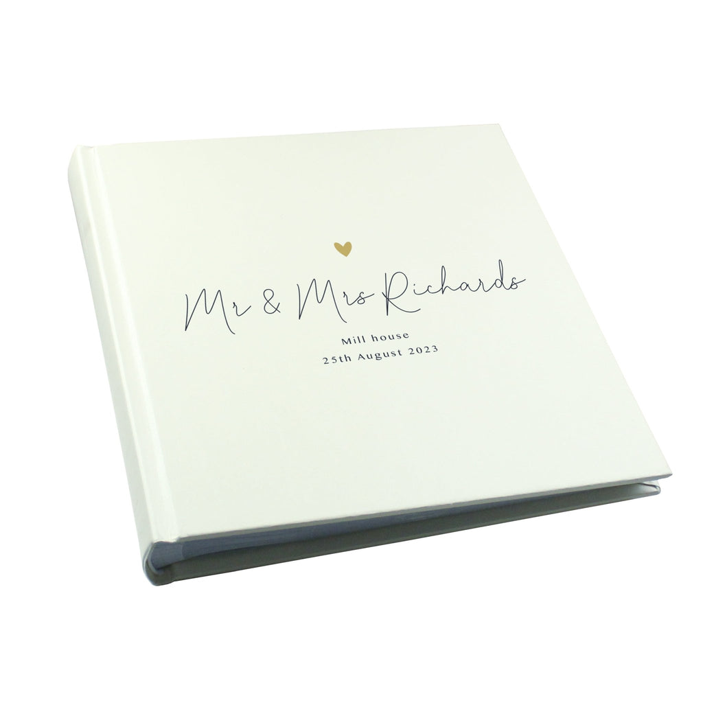 Personalised Gold Heart Couples Square Photo Album | Inspired Creative Gifts | UK Supplier